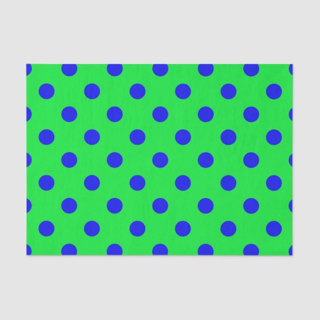 Papel De Seda Blue On Green Polka Dots Pattern Design  (Frente )