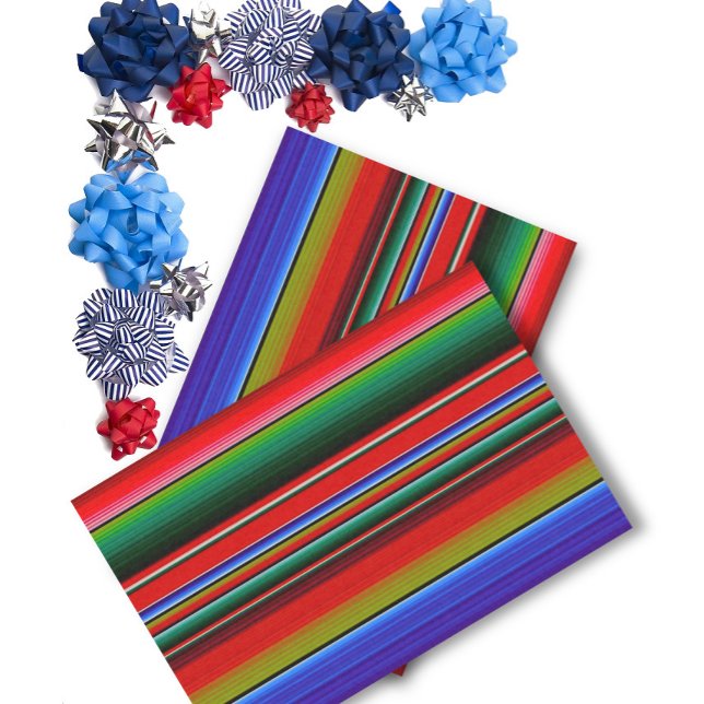 Papel De Seda Blue Red Traditional Fiesta Mexicano (Criador carregado)