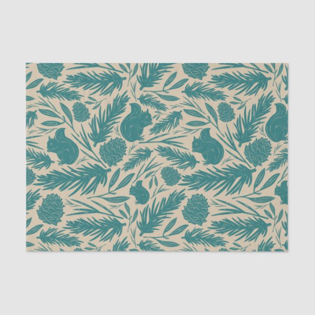 Papel De Seda Blue Retro Cozy Charme Natal (Frente )