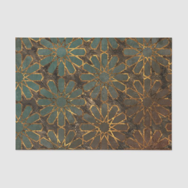 Papel De Seda Blue Rosy Brown Arabesque (Frente )