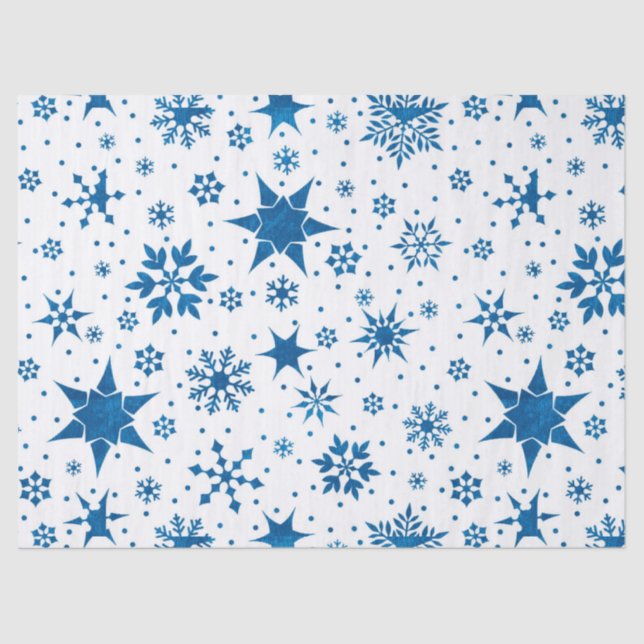 Papel De Seda Blue Snowflake Pattern (Frente )