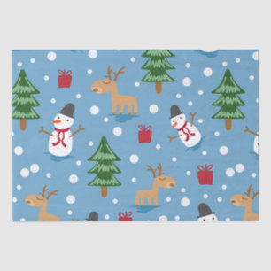 Papel De Seda Blue Snowman e Red, Presentes Amarelos