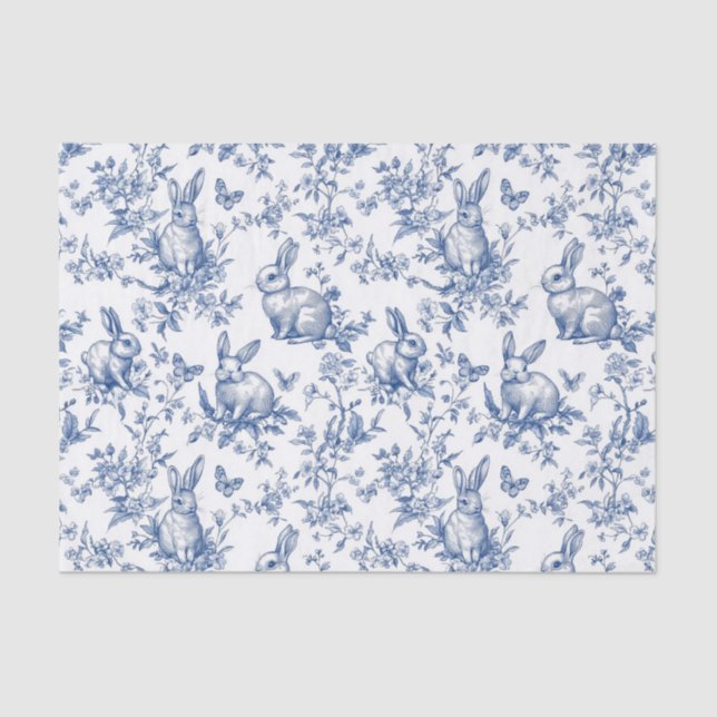 Papel De Seda Blue Toile De Jouy Coelhinho da Páscoa (Frente )