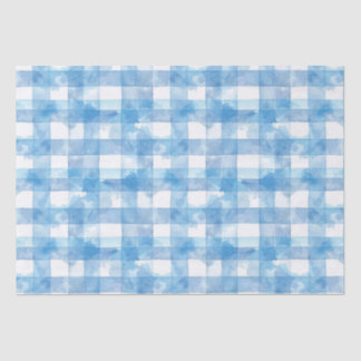 Papel De Seda Blue Watercolor Gingham