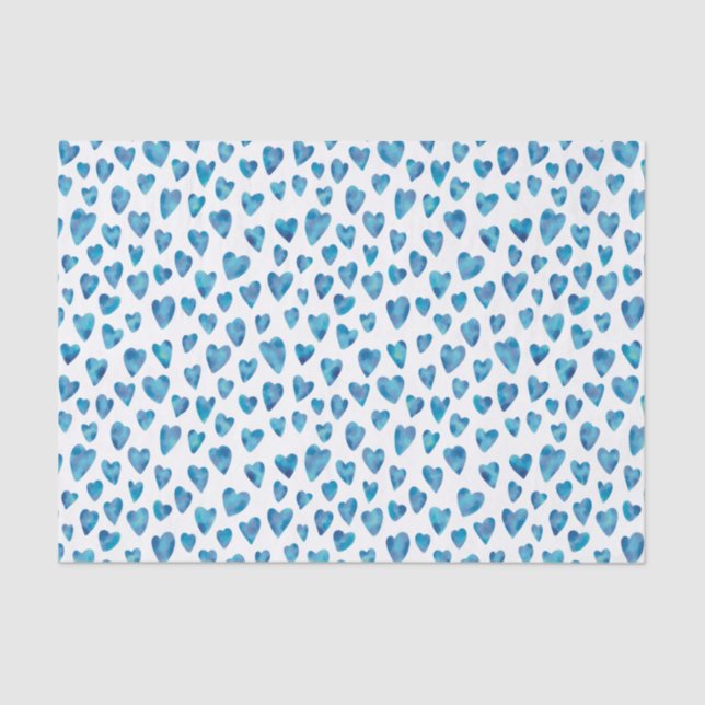 Papel De Seda Blue Watercolor Love Heart (Frente )