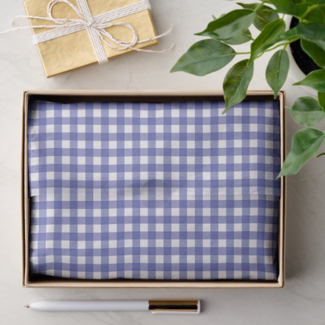 Papel De Seda Blue White Gingham (Presente)