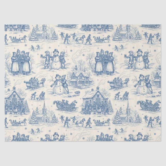 Papel De Seda Blue Winter Toile Chinoiserie (Frente )