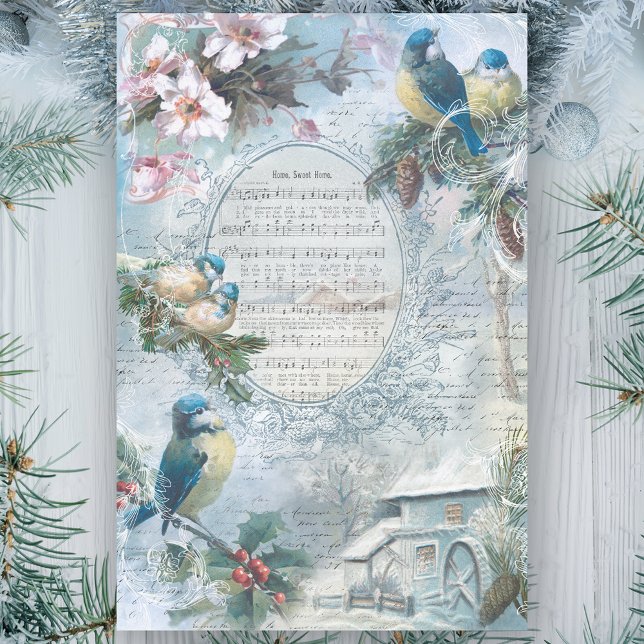 Papel De Seda Bluebird Elegante e Decoupage de Música (Criador carregado)