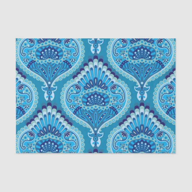 Papel De Seda Blueish - Feathered Paisley (Frente )