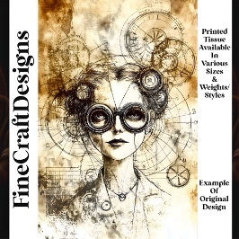 Papel De Seda Blueprint Feminino Vintage Steampunk N6 Decoupage