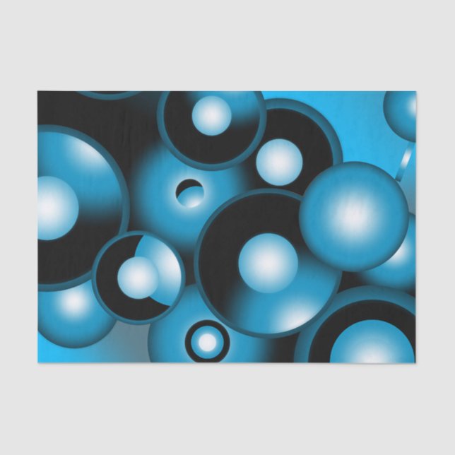 Papel De Seda Blues Circular Concentric Abstrato Art Orbital (Frente )