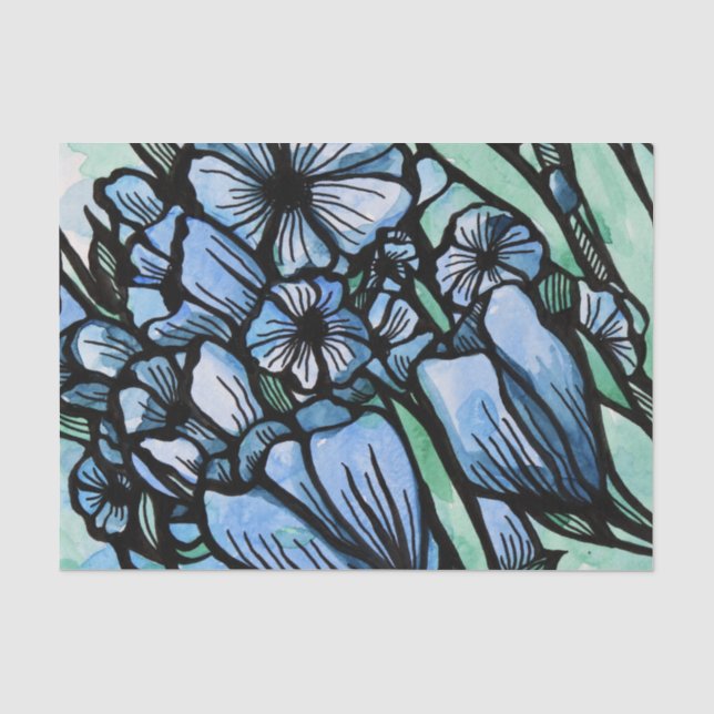 Papel De Seda Blues Florais (Frente )