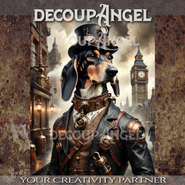 Papel De Seda Bluetick Conhound em Steampunk -Decoupage- (Criador carregado)