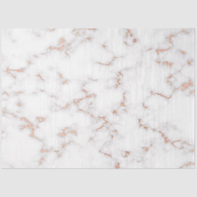 Papel De Seda Blush Glitter White Marble Moderno Rosa (Frente )