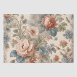 Papel De Seda Blush Peony Collage com Flores Azuis