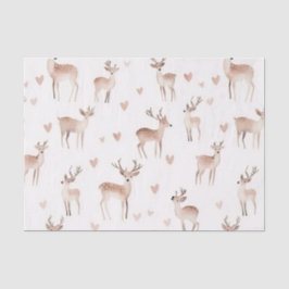 Papel De Seda Blush Pink Hearts Cream Deer Christmas