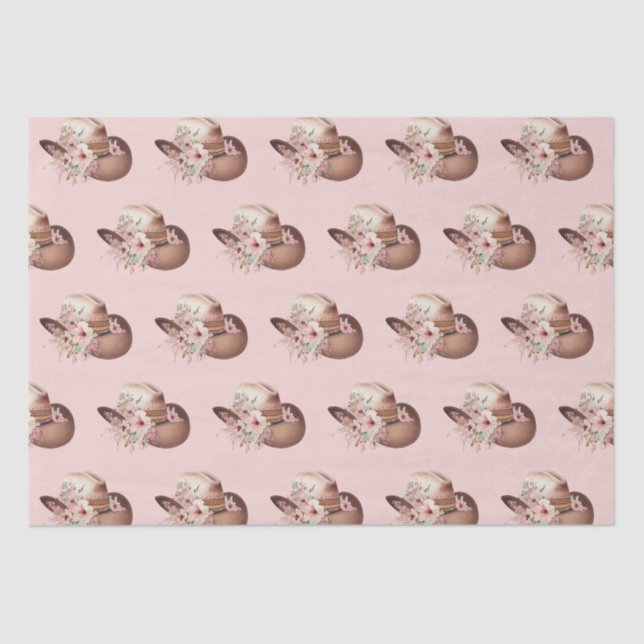 Papel De Seda Blush Pink Howgirl Floral Western Hats (Frente )