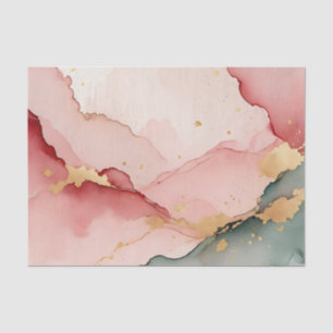 Papel De Seda Blush Rosa Teal Dourado Abstrato