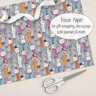 Papel De Seda Bobo Divertido Snowmen Bebendo Cacau quente