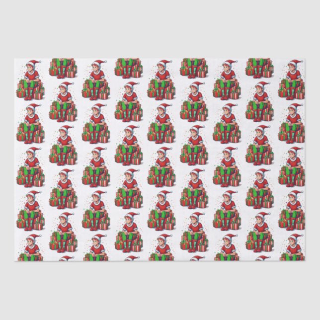 Papel De Seda Bobo Engraçado Natal Papai Noel Elf Kid (Frente )
