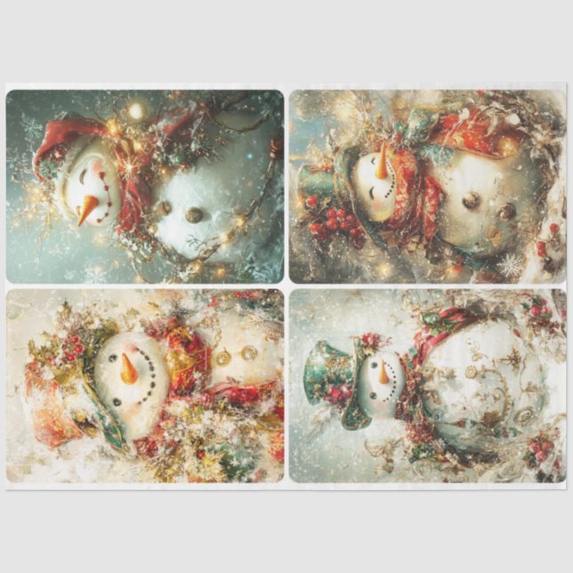 Papel De Seda Bobo Snowmen (Frente )