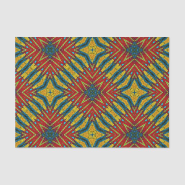 Papel De Seda Boêmia Hippie Vermelho Azul Amarelo Legal Tribal (Frente )