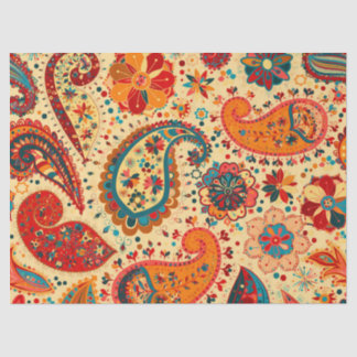 Papel De Seda Bohemian bonito colorido retro Paisley de Boho
