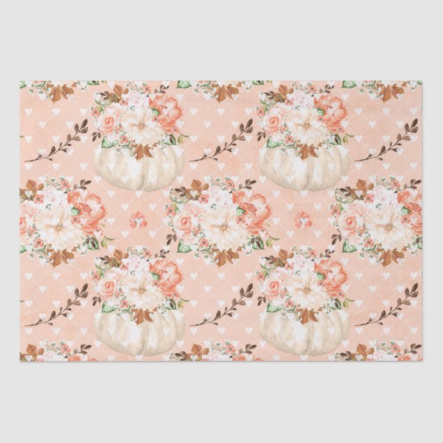 Papel De Seda Boho abóbora corações flores (Frente )