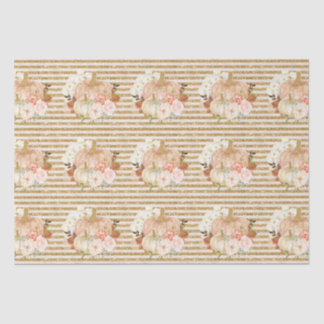 Papel De Seda Boho abóbora flores douradas linhas de brilho