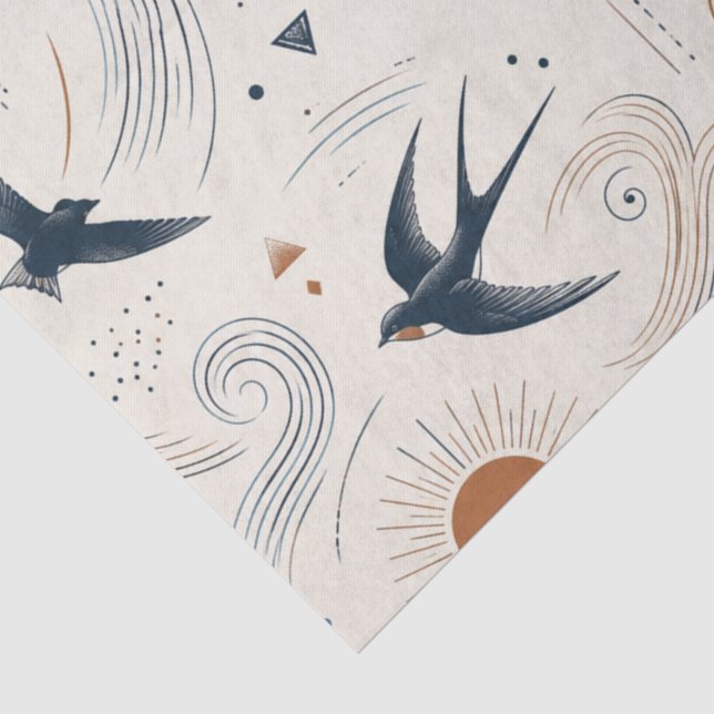 Papel de Seda Boho Andorinha & Sol (Detalhes)
