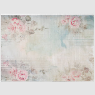 Papel De Seda Boho aquarela cor-de-rosa rosas cor-de-rosa azul-c