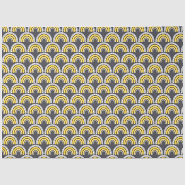 Papel De Seda Boho Arco-íris Amarelo e Cinza (Frente )