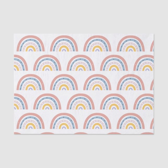 Papel De Seda Boho Arco-íris Pastel (Frente )