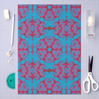 Papel De Seda Boho Azul e Vermelho