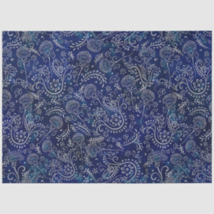 Papel De Seda Boho Blue Botanicals Belíssimas Flores