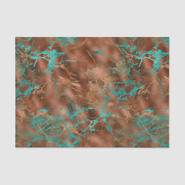 Papel De Seda Boho Blue Copper Patina (Frente )