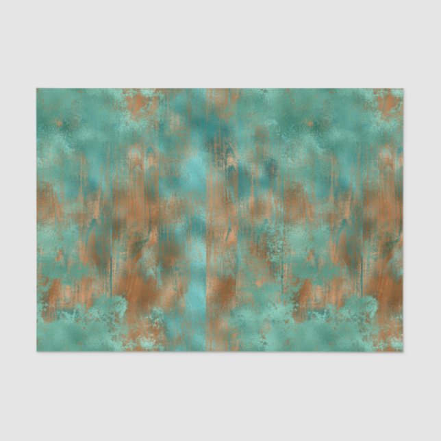 Papel De Seda Boho Blue Teal Copper Patina (Frente )