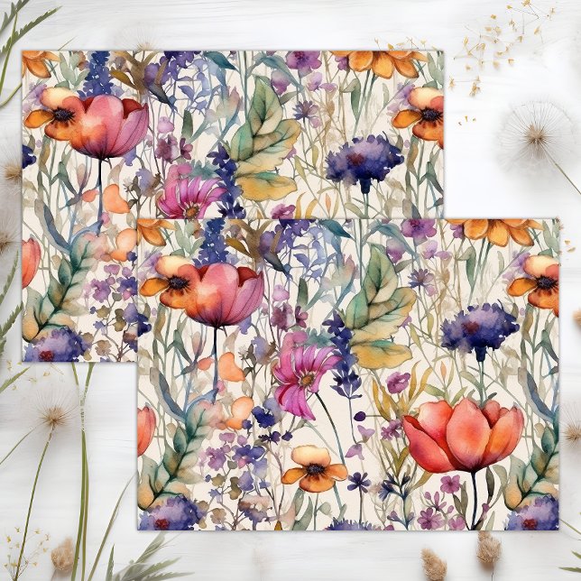 PAPEL DE SEDA BOHO BRIGHT PRIMAVERA FLORAL MEADOPAGE (BOHO BRIGHT SPRING FLORAL MEADOW DECOUPAGE TISSUE PAPER)