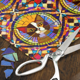 Papel De Seda Boho Cat - Retrato Calico em Diversão de Azulejos 