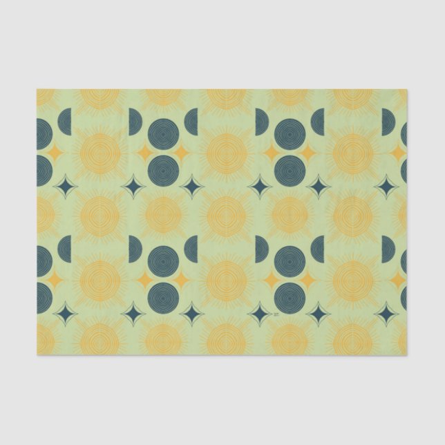 Papel De Seda Boho Celestial Sun Moon Mint (Frente )