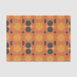 Papel De Seda Boho Celestial Sun Moon Orange Patterno
