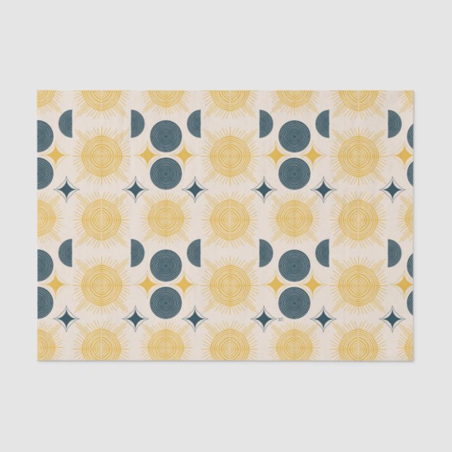 Papel De Seda Boho Celestial Sun Moon Patterno (Frente )