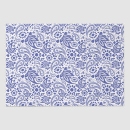Papel De Seda Boho Chic Bonito Blue Paisley Patterno