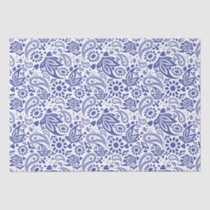 Papel De Seda Boho Chic Bonito Blue Paisley Patterno
