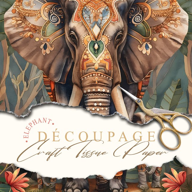 Papel De Seda Boho Chic Elephant Mãe e Bebês Bohemian (Criador carregado)