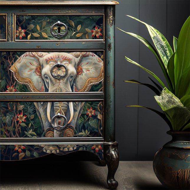 Papel De Seda Boho Chic Painted Elephant Bohemian (Criador carregado)