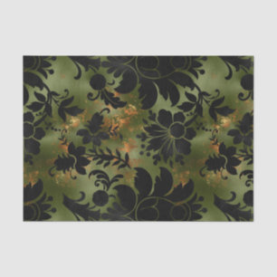 Papel De Seda Boho Copper Black Green Floral
