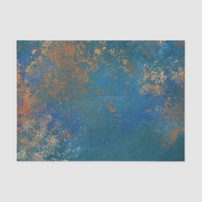 Papel De Seda Boho Copper Blue Grunge (Frente )