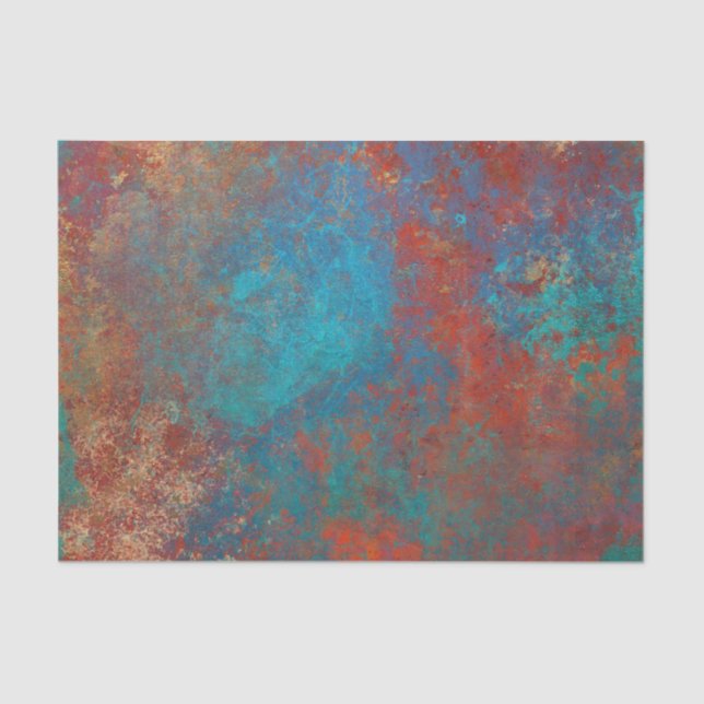 Papel De Seda Boho Copper Blue Orange Grunge (Frente )