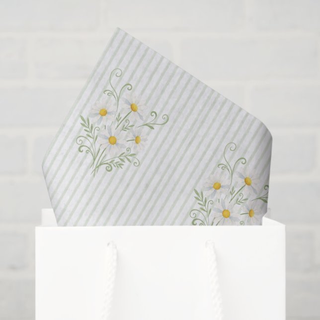 Papel De Seda Boho Daisy Silly Goose Sage Green Baby Shower (Sacola de presentes)